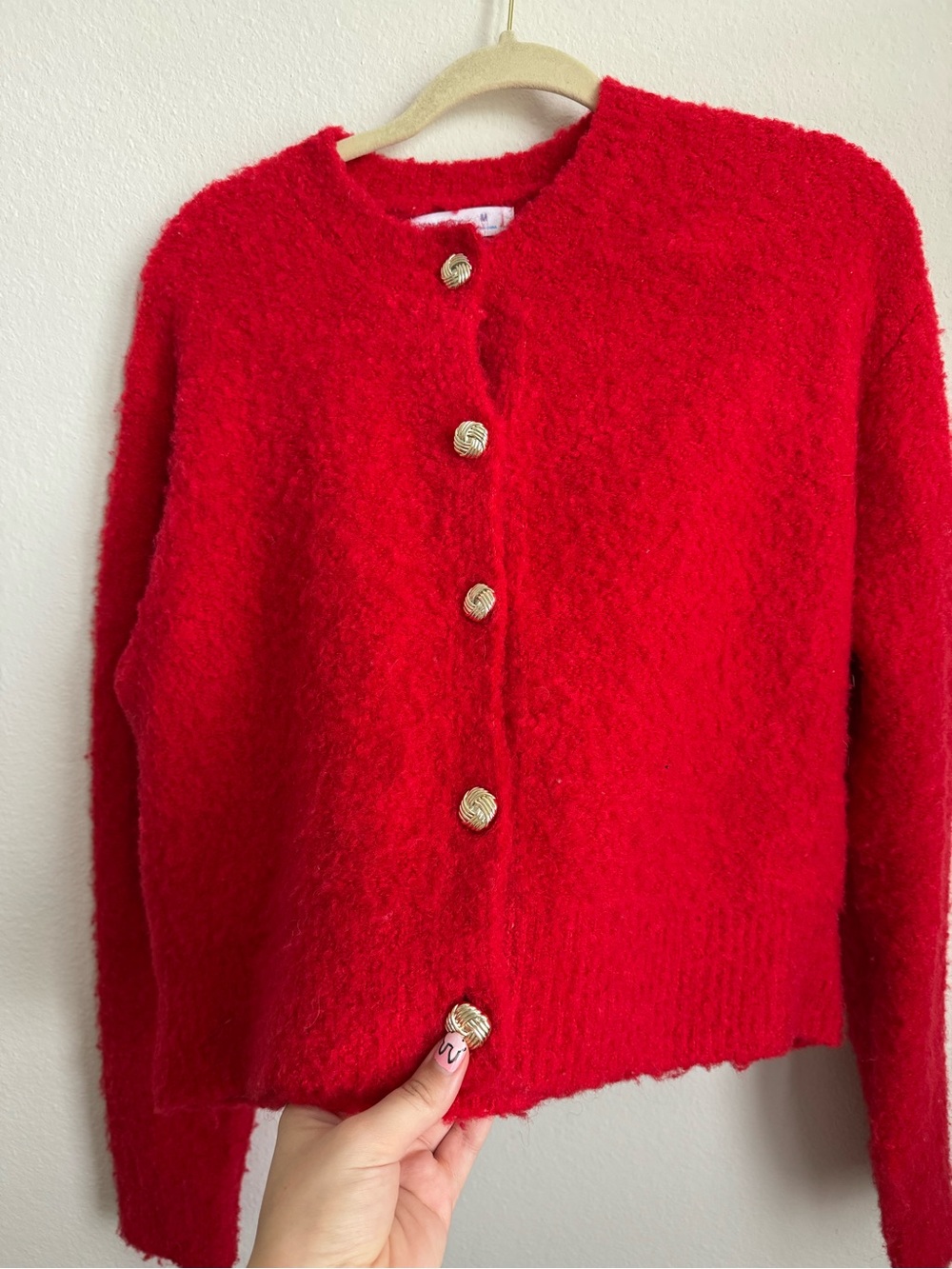 Primark Red Fuzzy Button-Up Cardigan - Picture 5 of 7